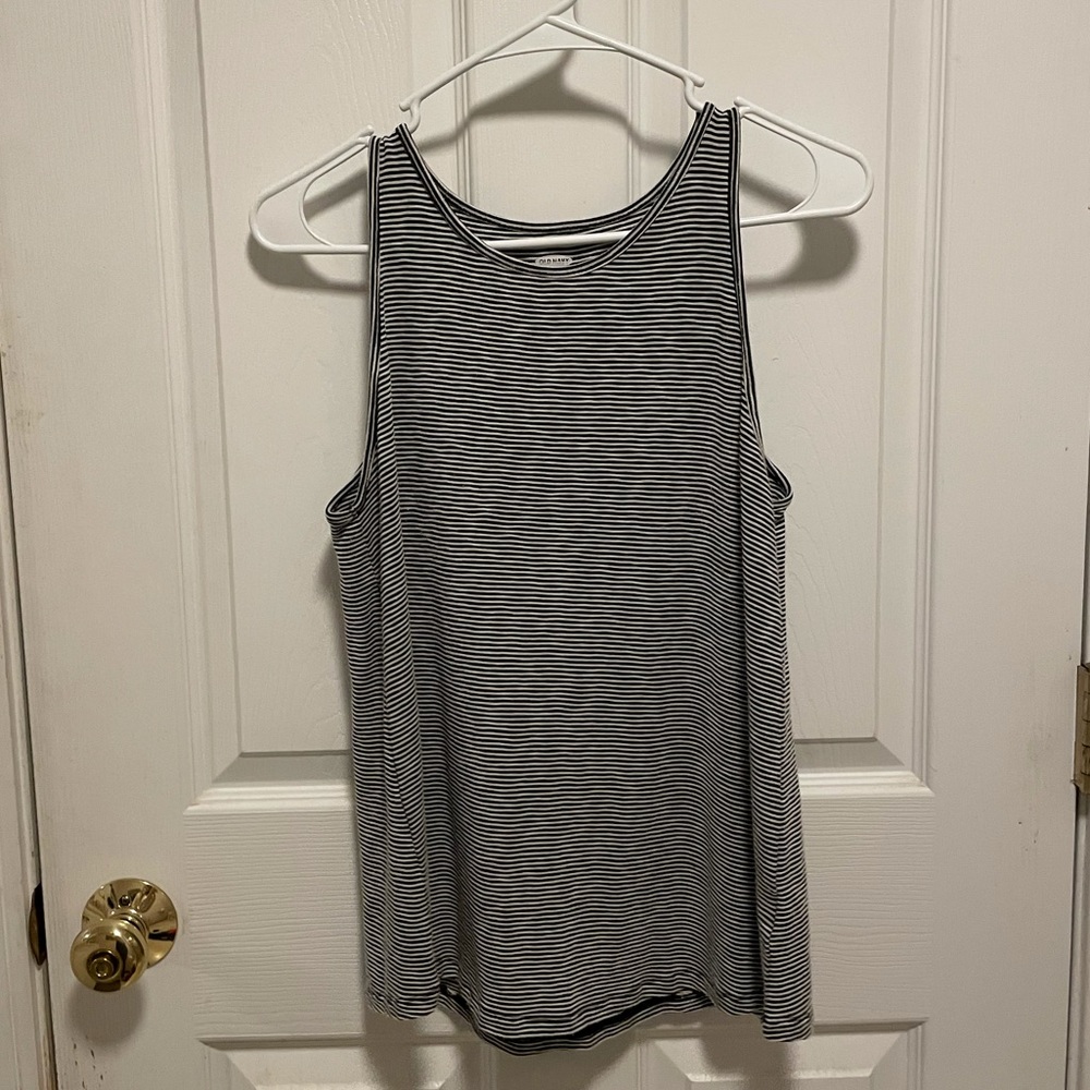 Navy Blue and White Striped Tank Top
